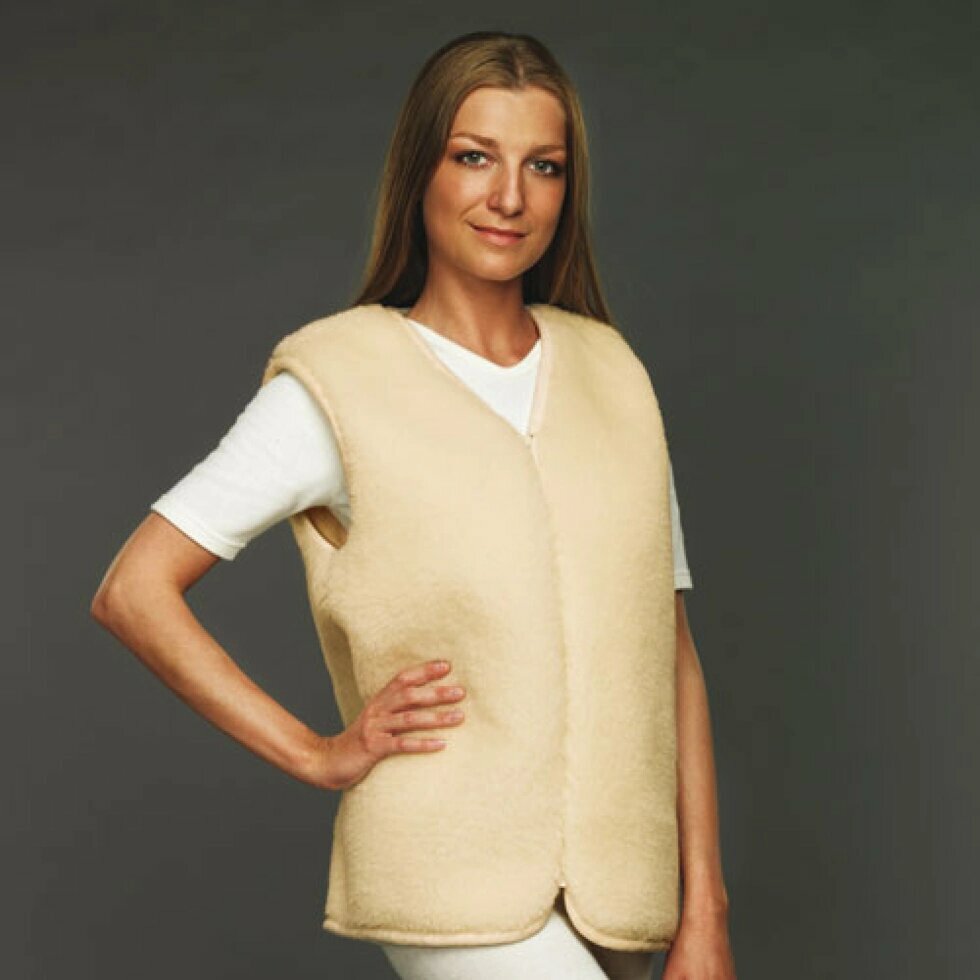 Жилет односторонний №215 из шерсти без карманов 46-48 бежевый