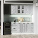 Кухонный гарнитур, столешница Тростник 38мм, Кухня Модена 280см Белый/Дуб Бирюзовый - Изображение 5